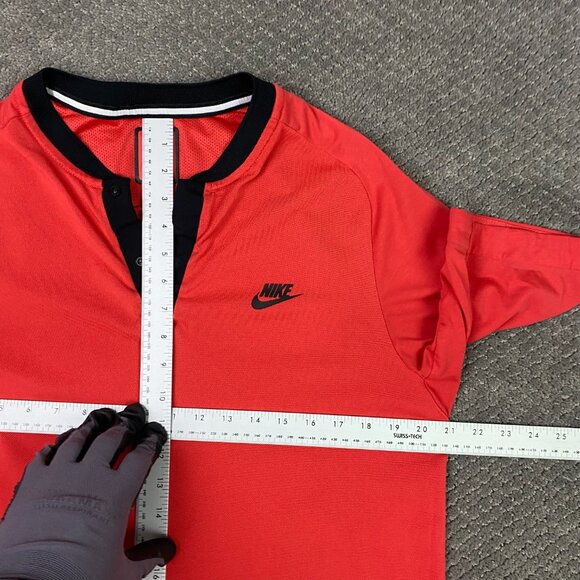 Nike Shirt Men's Large Fits like Medium Red Tech Fleece Blade Collar 846871 602 - Picture 7 of 9